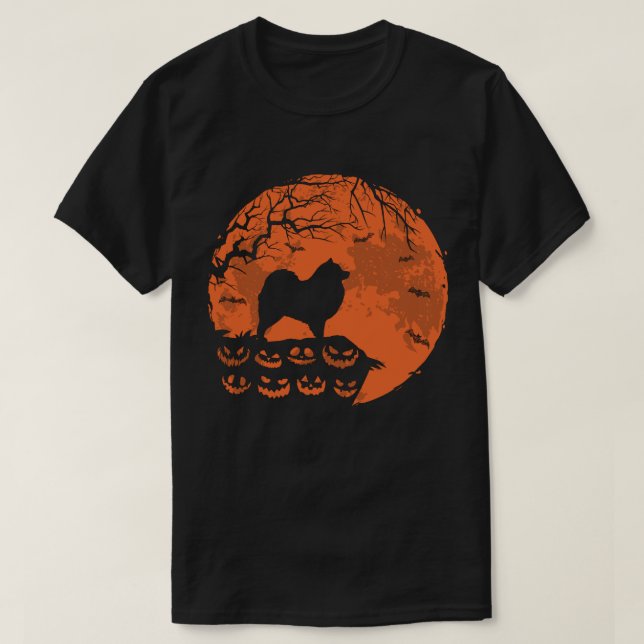 Keeshond och Måne Halloween Costume Hund älskare G T Shirt (Design framsida)
