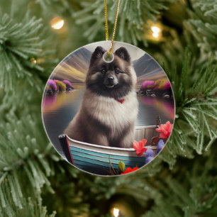 Keeshond på en Paddle: En kristen Äventyr Julgransprydnad Keramik