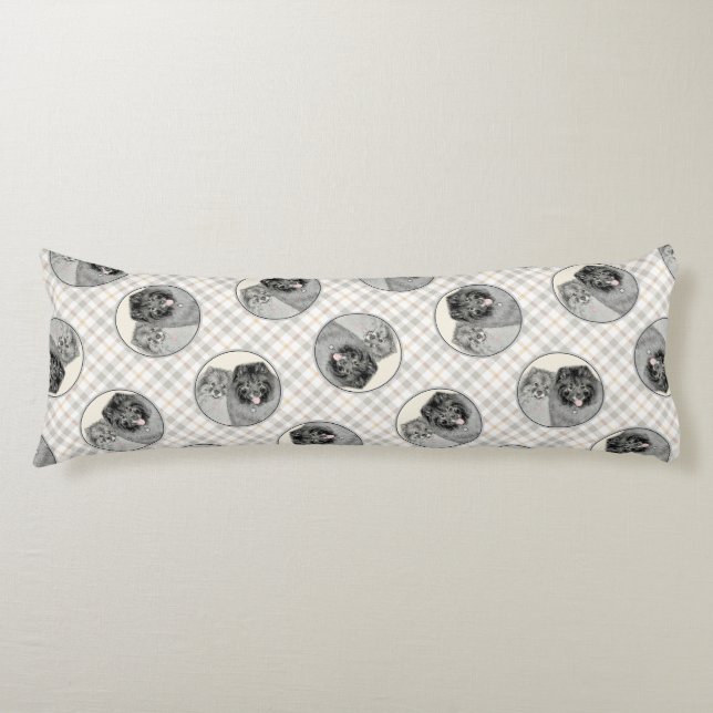 Keeshond Painting 2 Keeshonden Original Hund Art Kroppskudde (Framsidan)