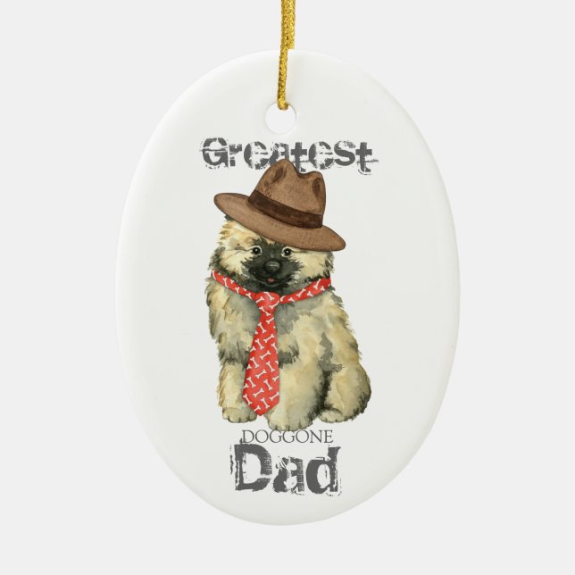 Keeshond Pappa Ceramic Ornament (Framsidan)