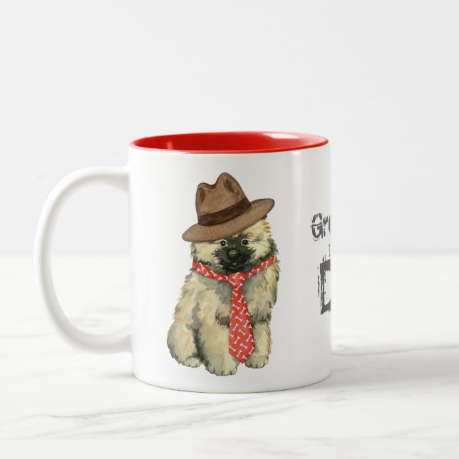 Keeshond Pappa Två-Tonad Mugg (Vänster)
