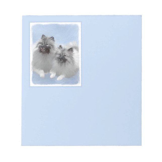 Keeshond Par Kees-målning Original Djurkonst Anteckningsblock (Framsida)