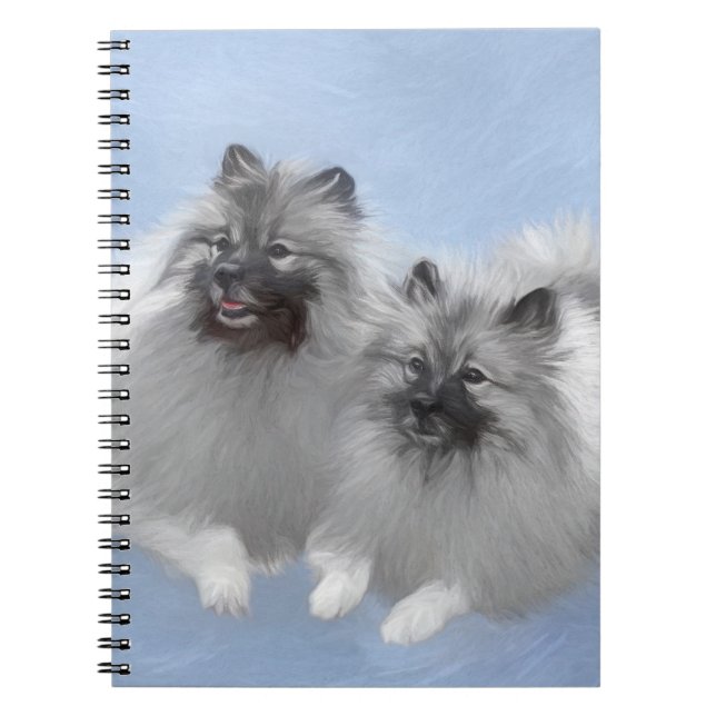 Keeshond Par Kees-målning Original Djurkonst Anteckningsbok (Framsidan)