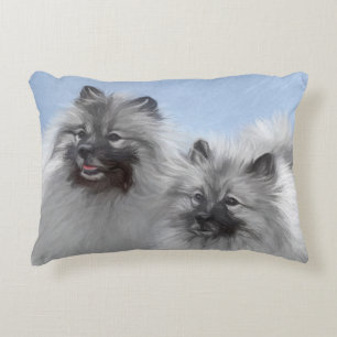 Keeshond Par Kees-målning Original Djurkonst Prydnadskudde