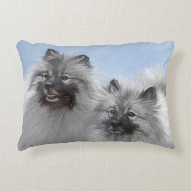 Keeshond Par Kees-målning Original Djurkonst Prydnadskudde (Framsidan)