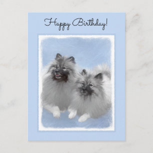 Keeshond Par Kees-målning Original Djurkonst Vykort