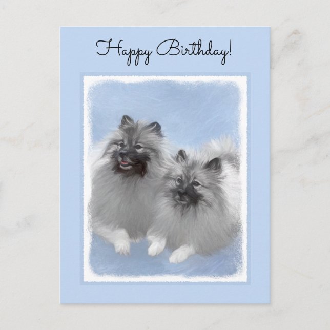 Keeshond Par Kees-målning Original Djurkonst Vykort (Framsida)