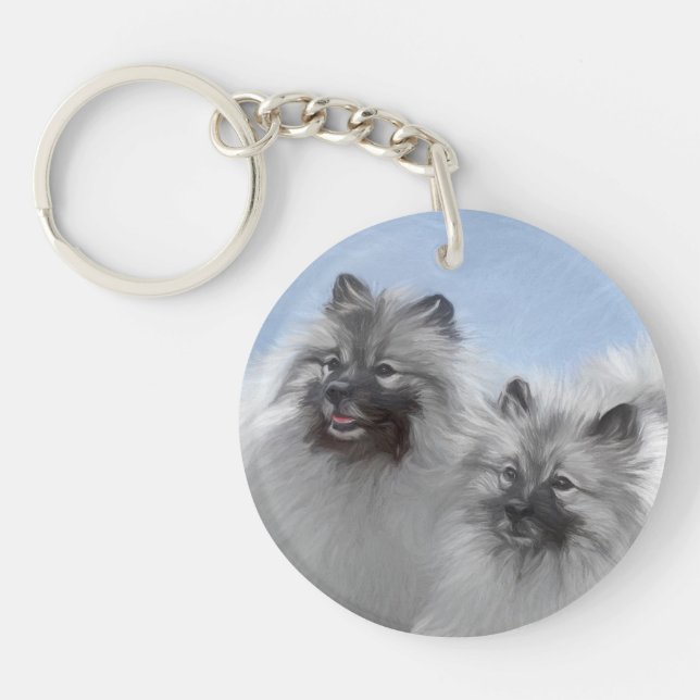Keeshond par of Kees Painting Original Animal Art (Framsidan)