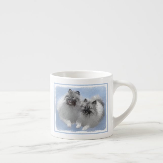 Keeshond par of Kees Painting Original Animal Art Espressomugg (Höger)