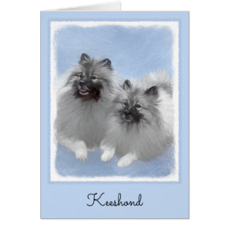 Keeshond par of Kees Painting Original Animal Art Hälsningskort