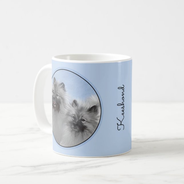 Keeshond par of Kees Painting Original Animal Art Kaffemugg (Framsida vänster)