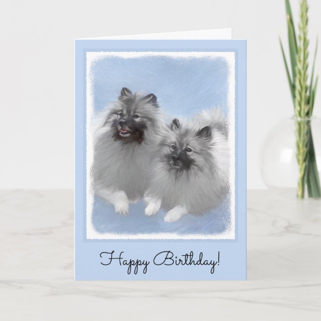 Keeshond par of Kees Painting Original Animal Art Kort (Framsida)