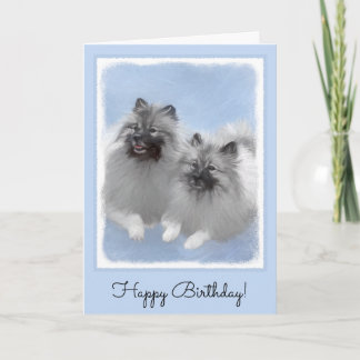 Keeshond par of Kees Painting Original Animal Art Kort