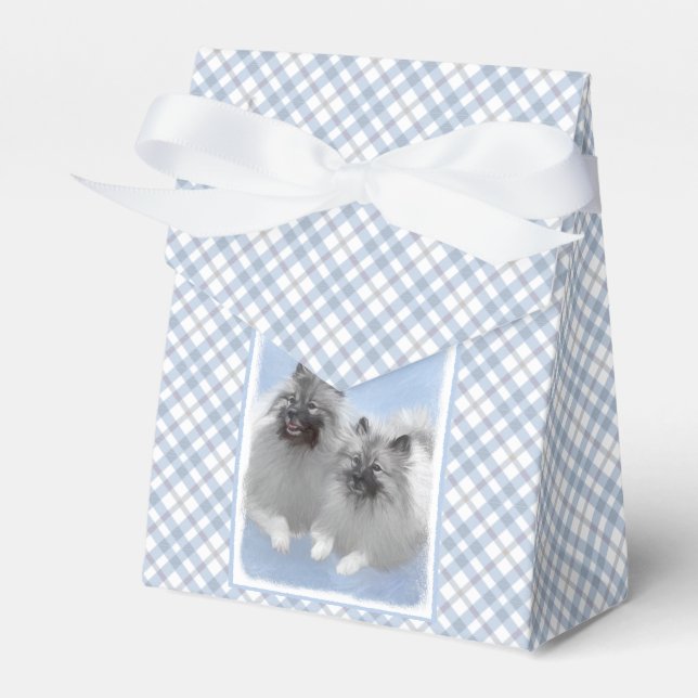 Keeshond par of Kees Painting Original Animal Art Presentaskar (Framsidan Sidan)