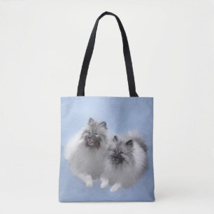 Keeshond par of Kees Painting Original Animal Art Tygkasse