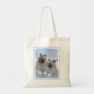 Keeshond par of Kees Painting Original Animal Art Tygkasse