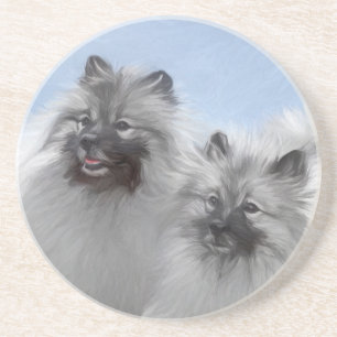 Keeshond par of Kees Painting Original Animal Art Underlägg