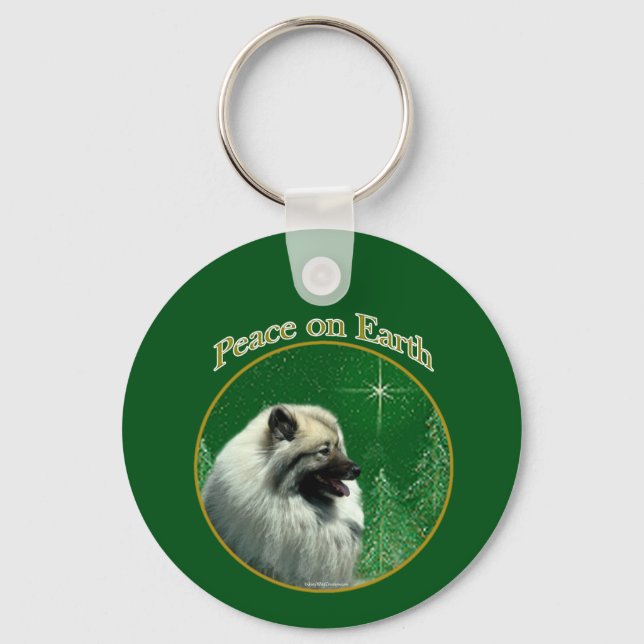 Keeshond Peace Keychain Nyckelring (Framsida)