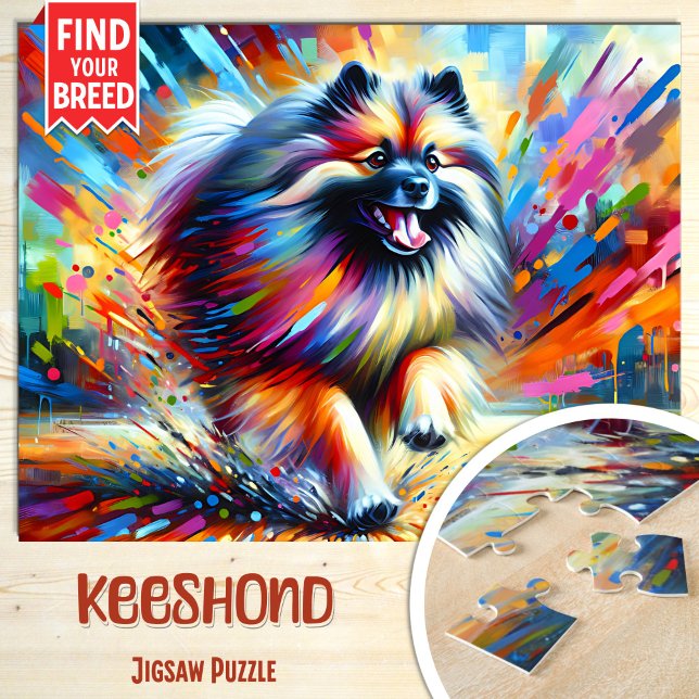 Keeshond Porträtt Acrylic Art Print Älskare Pussel (Skapare uppladdad)