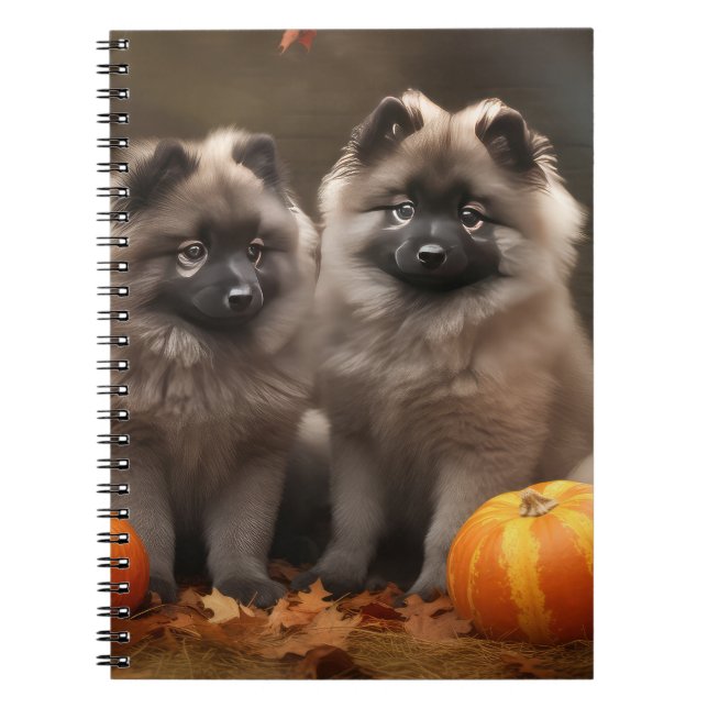 Keeshond Puppy Autumn Delight Pumpkin Anteckningsbok (Framsidan)