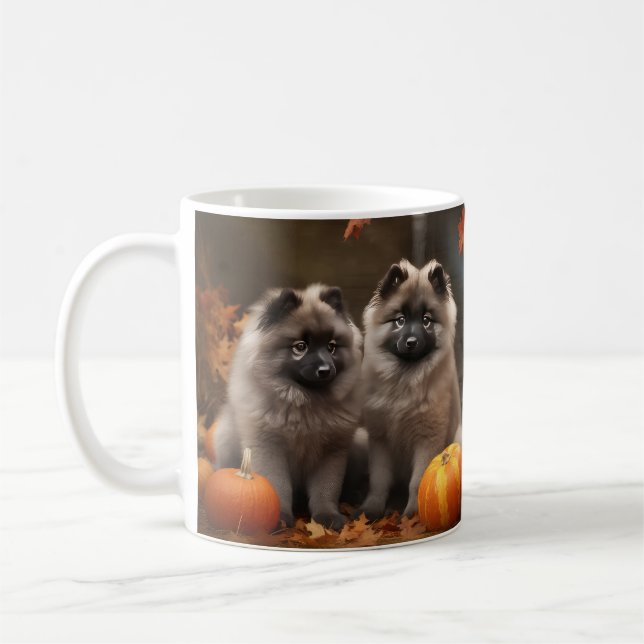 Keeshond Puppy Autumn Delight Pumpkin Kaffemugg (Vänster)