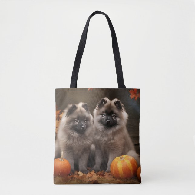 Keeshond Puppy Autumn Delight Pumpkin Tygkasse (Framsida)