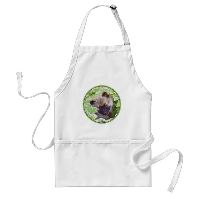 Keeshond Puppy i Garden Painting Original Art Förkläde (Framsidan)