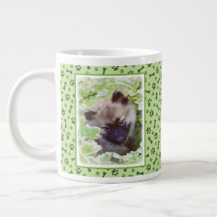 Keeshond Puppy i Garden Painting Original Art Jumbo Mugg