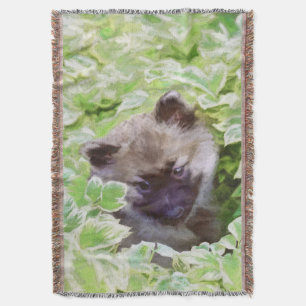Keeshond Puppy i Garden Painting Original Art Mysfilt
