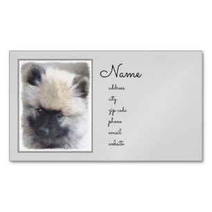 Keeshond Puppy Painting - Cute Original Hund Art Magnetiska Visitkort