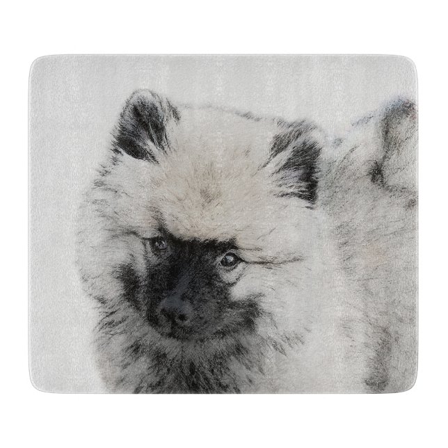 Keeshond Puppy Teckning - Cute Original Hund Art (Framsidan)