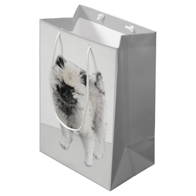 Keeshond Puppy Teckning - Cute Original Hund Art (Framsidan Vinklad)