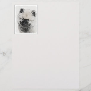 Keeshond Puppy Teckning - Cute Original Hund Art