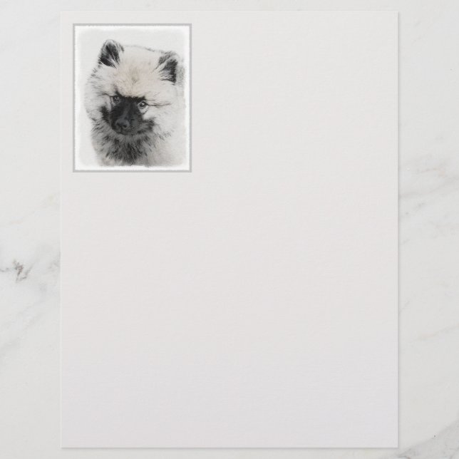 Keeshond Puppy Teckning - Cute Original Hund Art (Framsida)