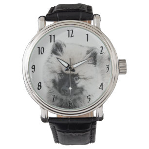 Keeshond Puppy Teckning - Cute Original Hund Art Armbandsur