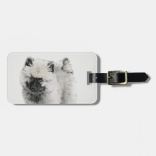 Keeshond Puppy Teckning - Cute Original Hund Art Bagagebricka