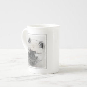 Keeshond Puppy Teckning - Cute Original Hund Art Benporslin Mugg