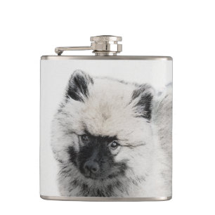 Keeshond Puppy Teckning - Cute Original Hund Art Fickplunta