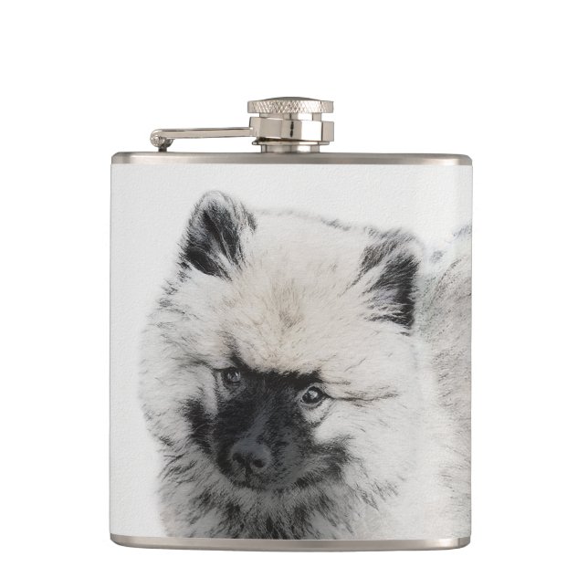 Keeshond Puppy Teckning - Cute Original Hund Art Fickplunta (Framsidan)