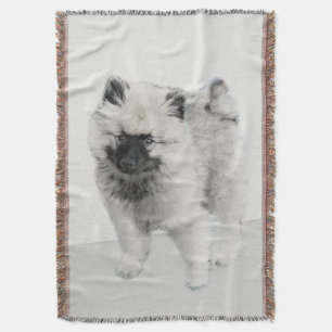 Keeshond Puppy Teckning - Cute Original Hund Art Filt