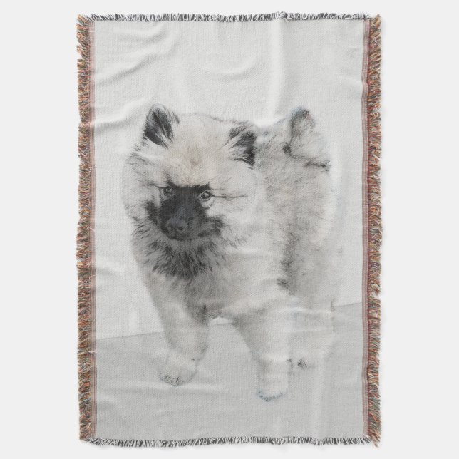 Keeshond Puppy Teckning - Cute Original Hund Art Filt (Framsidan Vertikal)