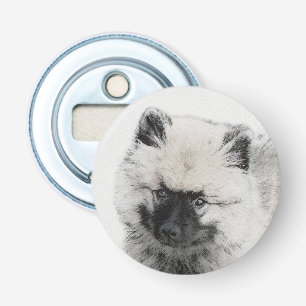 Keeshond Puppy Teckning - Cute Original Hund Art Flasköppnare