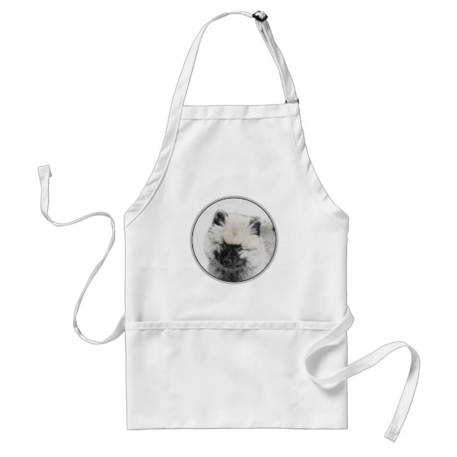 Keeshond Puppy Teckning - Cute Original Hund Art Förkläde (Framsidan)