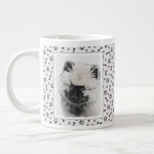 Keeshond Puppy Teckning - Cute Original Hund Art Jumbo Mugg
