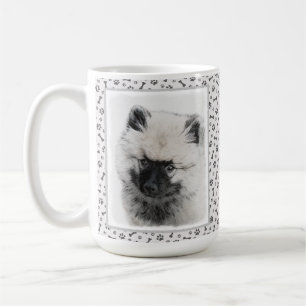 Keeshond Puppy Teckning - Cute Original Hund Art Kaffemugg