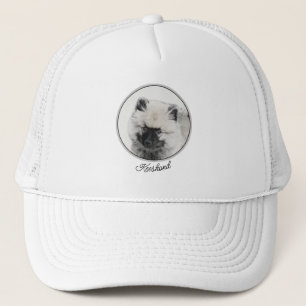Keeshond Puppy Teckning - Cute Original Hund Art Keps