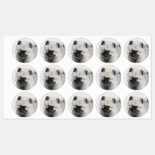 Keeshond Puppy Teckning - Cute Original Hund Art Klistermärke