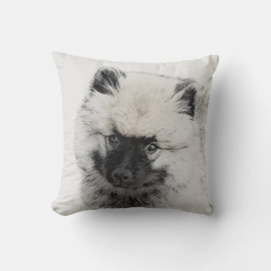 Keeshond Puppy Teckning - Cute Original Hund Art Kudde