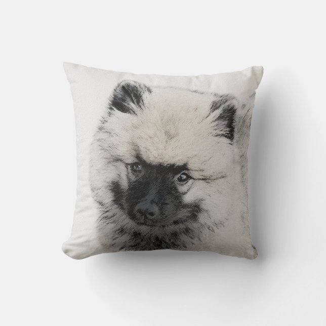 Keeshond Puppy Teckning - Cute Original Hund Art Kudde (Framsida)