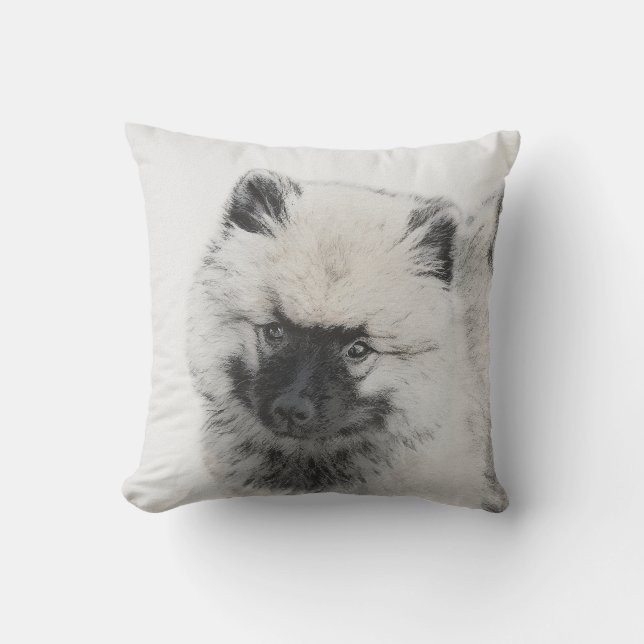 Keeshond Puppy Teckning - Cute Original Hund Art Kudde (Framsida)